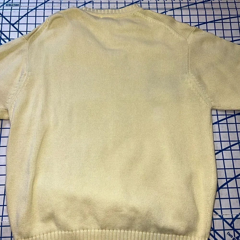 Vtg L.L Bean Sweater Men's Size L-REG Yellow Knitted Pullover Sweater